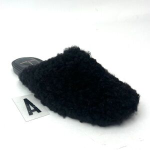 Black Suede Studio Hailey Shearling Cozy Slides sz 10